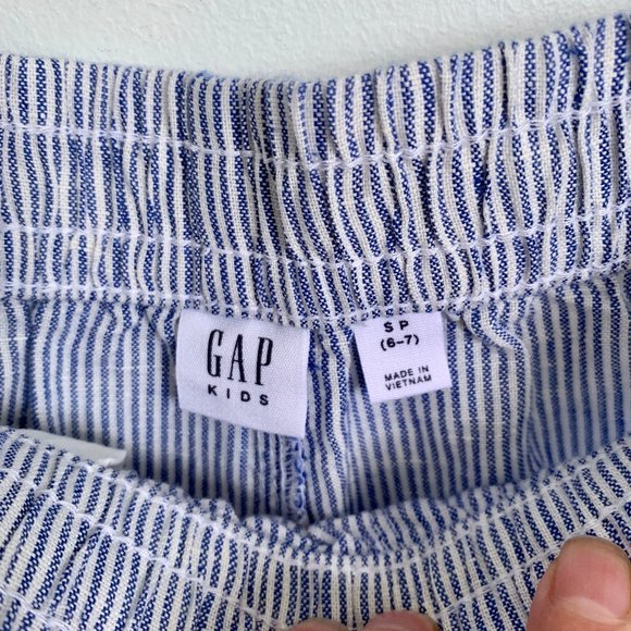 Gap Kids Linen-Cotton Pull-On Dolphin Shorts blue and white stripes - Picture 5 of 9